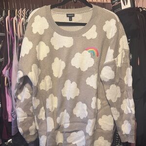 torrid Taupe Cloud Sweater with Rainbow Patch